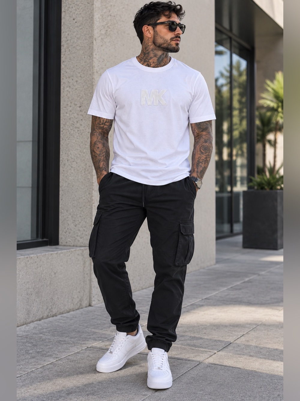 Michael Kors Men’s White MK Logo T-Shirt Size XL 100% Cotton